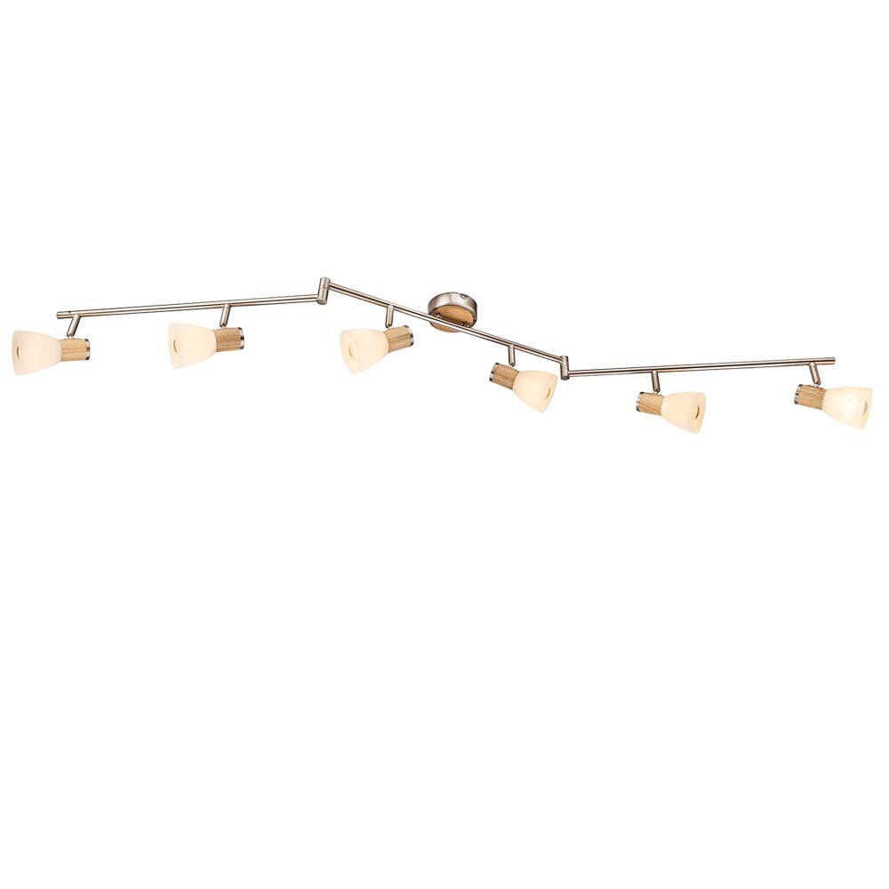 Decken Lampe Schlaf Gäste Zimmer Glas Spot Licht-Schiene Holz Leuchte verstellbar