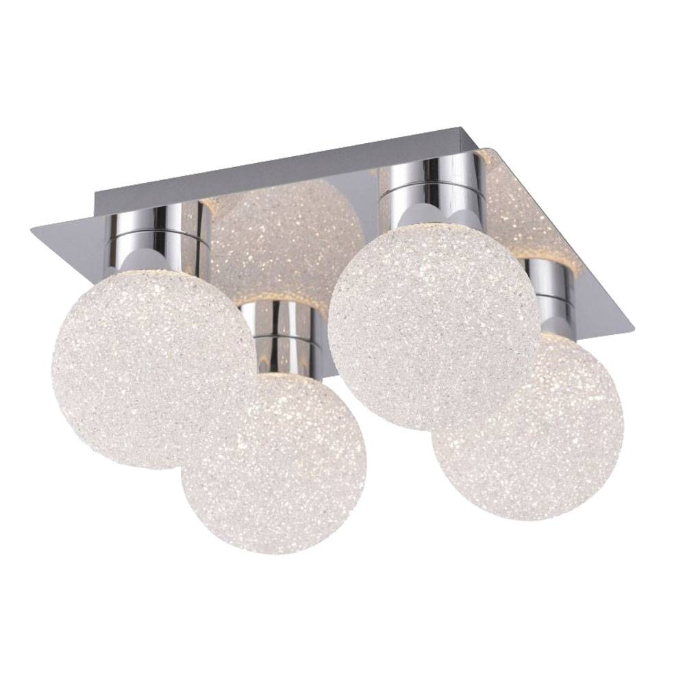 Deckenleuchte Deckenlampe Fernbedienung Schlafzimmerlampe Flur, Memoryfunktion Farbwechsler dimmbar 4 flammig, Metall chrom, 4x RGB LED 4x 3,5W 4x