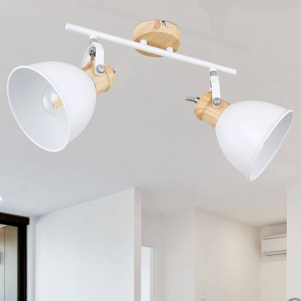 Decken Spot Lampe Ess Zimmer Licht-Schiene Holz Optik Leuchte Strahler beweglich