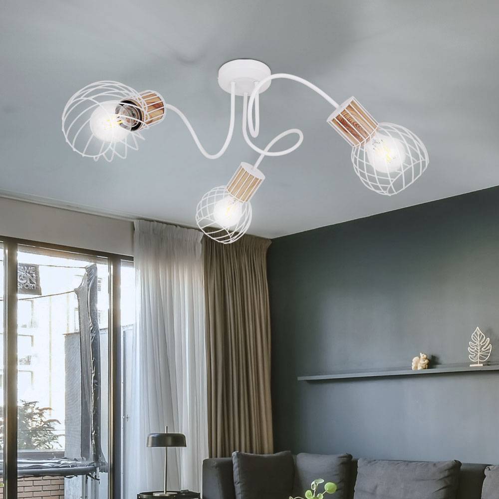 Deckenleuchte 3 Flammig Spotleuchte schwenkbar Deckenlampe Gitterschirme, Metall, 3x E27 Fassungen, DxH 60x24 cm