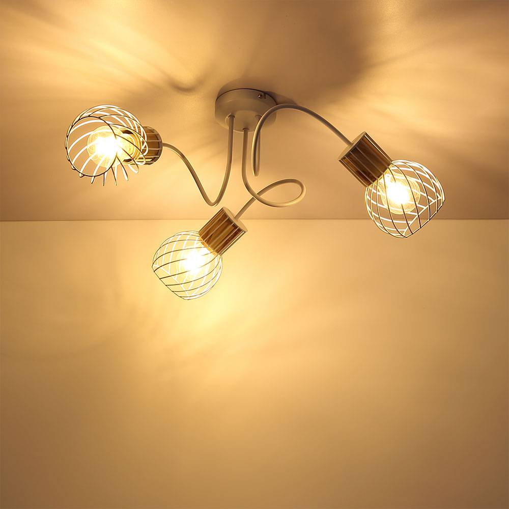 Deckenleuchte 3 Flammig Spotleuchte schwenkbar Deckenlampe Gitterschirme, Metall, 3x E27 Fassungen, DxH 60x24 cm