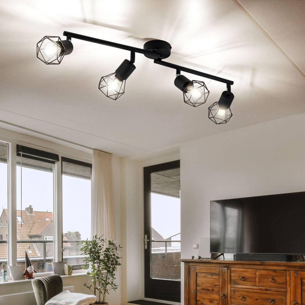 Decken Strahler schwarz Käfig Spot Lampe verstellbar im Set inkl. LED Leuchtmittel