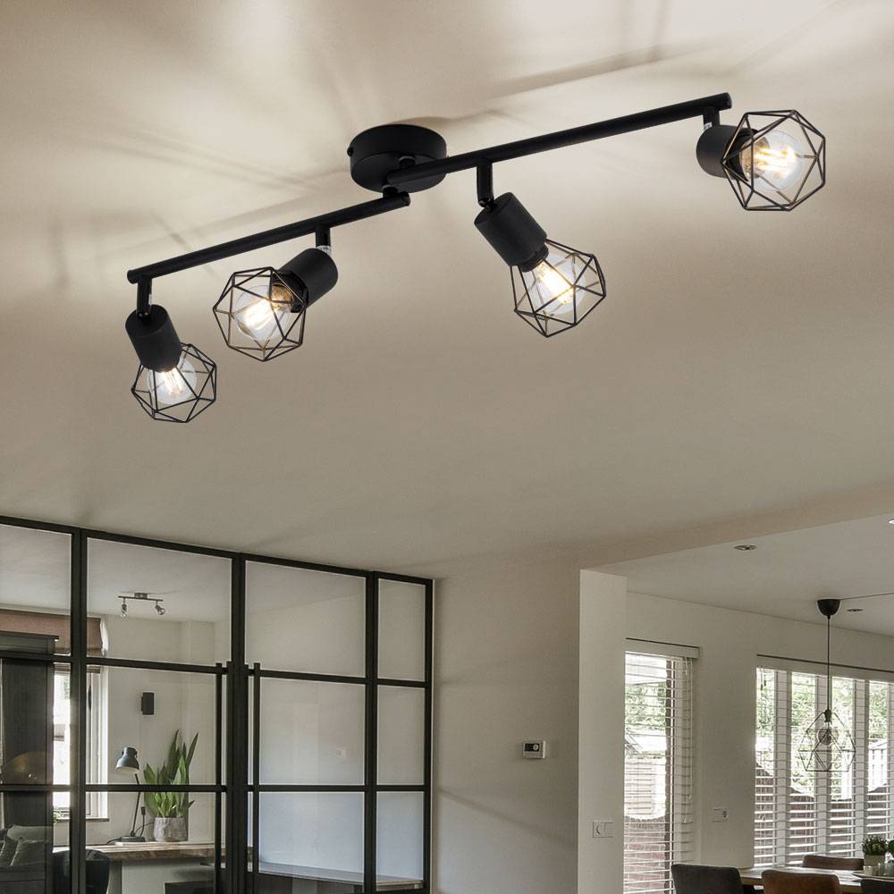 Decken Strahler schwarz Käfig Spot Lampe verstellbar im Set inkl. LED Leuchtmittel