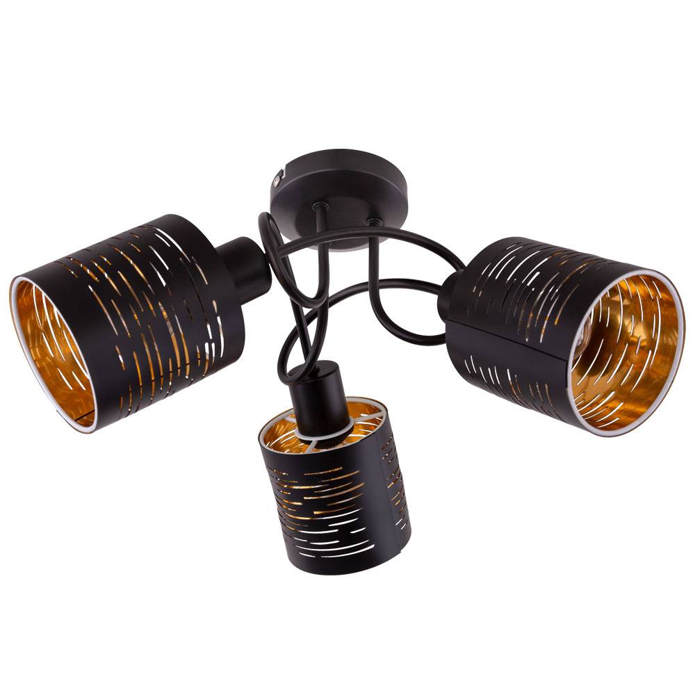 Decken Leuchte Dekor Stanzungen Design Strahler schwarz gold Wohn Zimmer Beleuchtung Spot Rondell Lampe