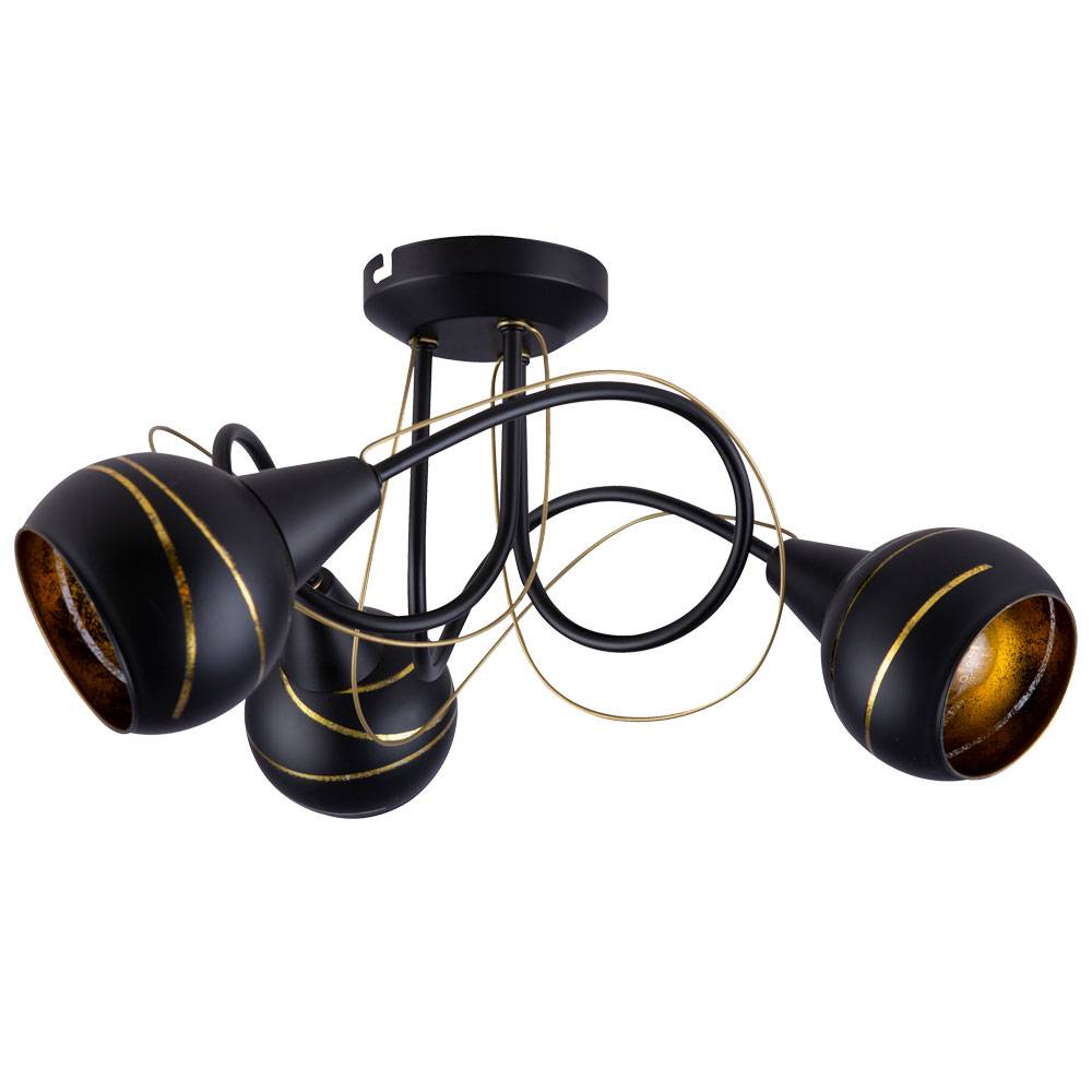 Design Decken Leuchte Glas Kugeln schwarz-gold Spot Rondell Strahler Lampe Wohn Zimmer Beleuchtung