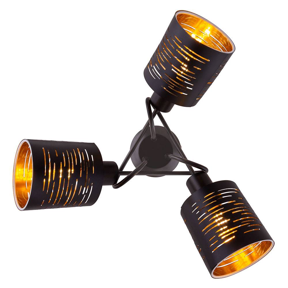 Decken Lampe Muster Ess Zimmer Spot Rondell Gold FERNBEDIENUNG im Set inkl. RGB LED Leuchtmittel