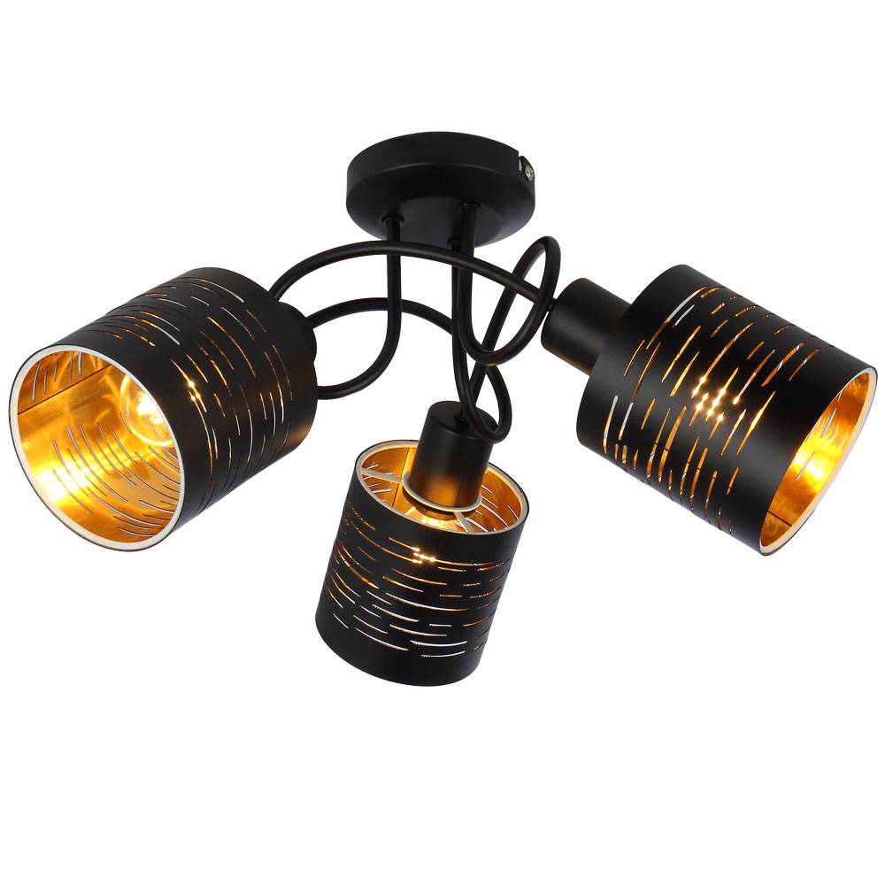 Decken Lampe Muster Ess Zimmer Spot Rondell Gold FERNBEDIENUNG im Set inkl. RGB LED Leuchtmittel