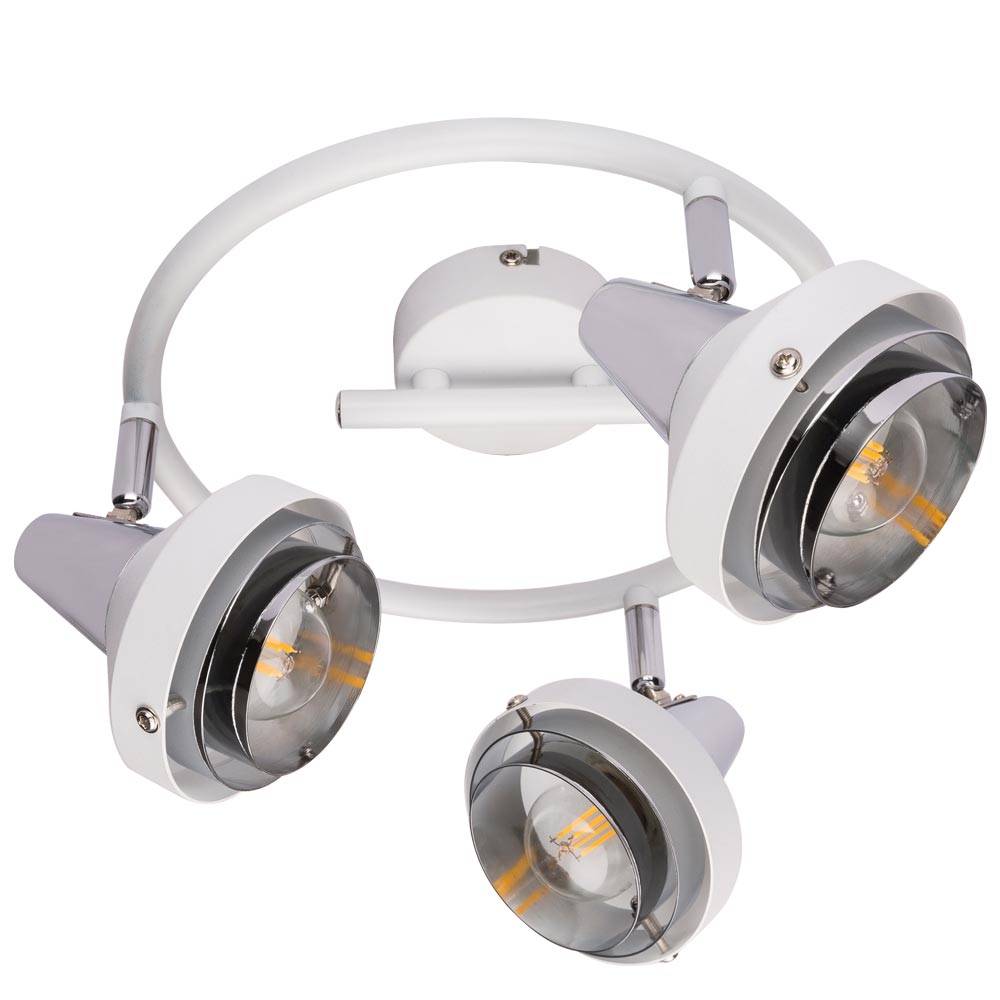 Retro Decken Leuchte Chrom Spot Rondell Strahler verstellbar Wohn Zimmer Beleuchtung weiß Design Lampe