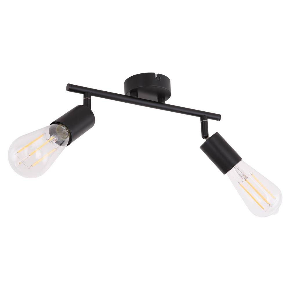 Deckenleuchte 2-Flammig Spotleuchte Strahler schwenkbar Deckenlampe Spotlampe schwarz, Metall, 2x LED Filament 7W 720Lm warmweiß, LxBxH 30x8x15,5 cm