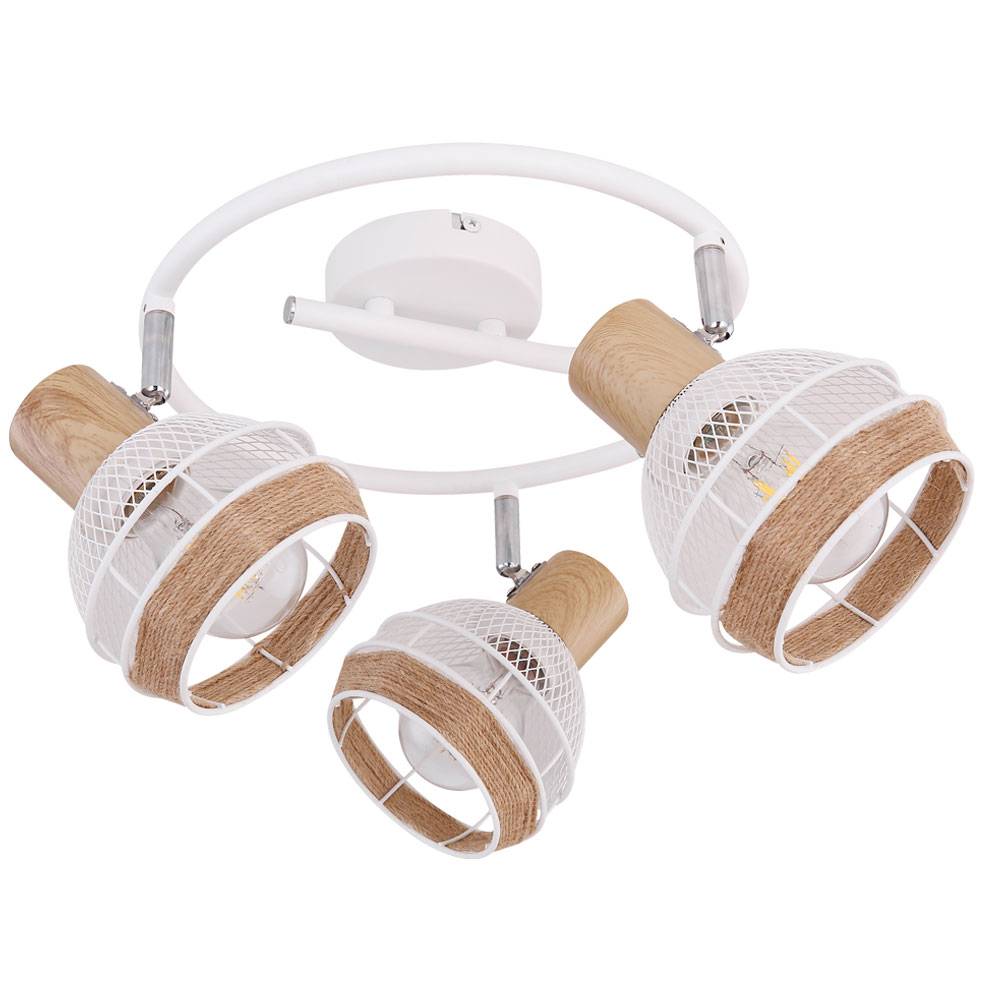 Vintage Decken Leuchte Spot Rondell Strahler verstellbar Holz-Optik Wohn Zimmer Beleuchtung Käfig Lampe