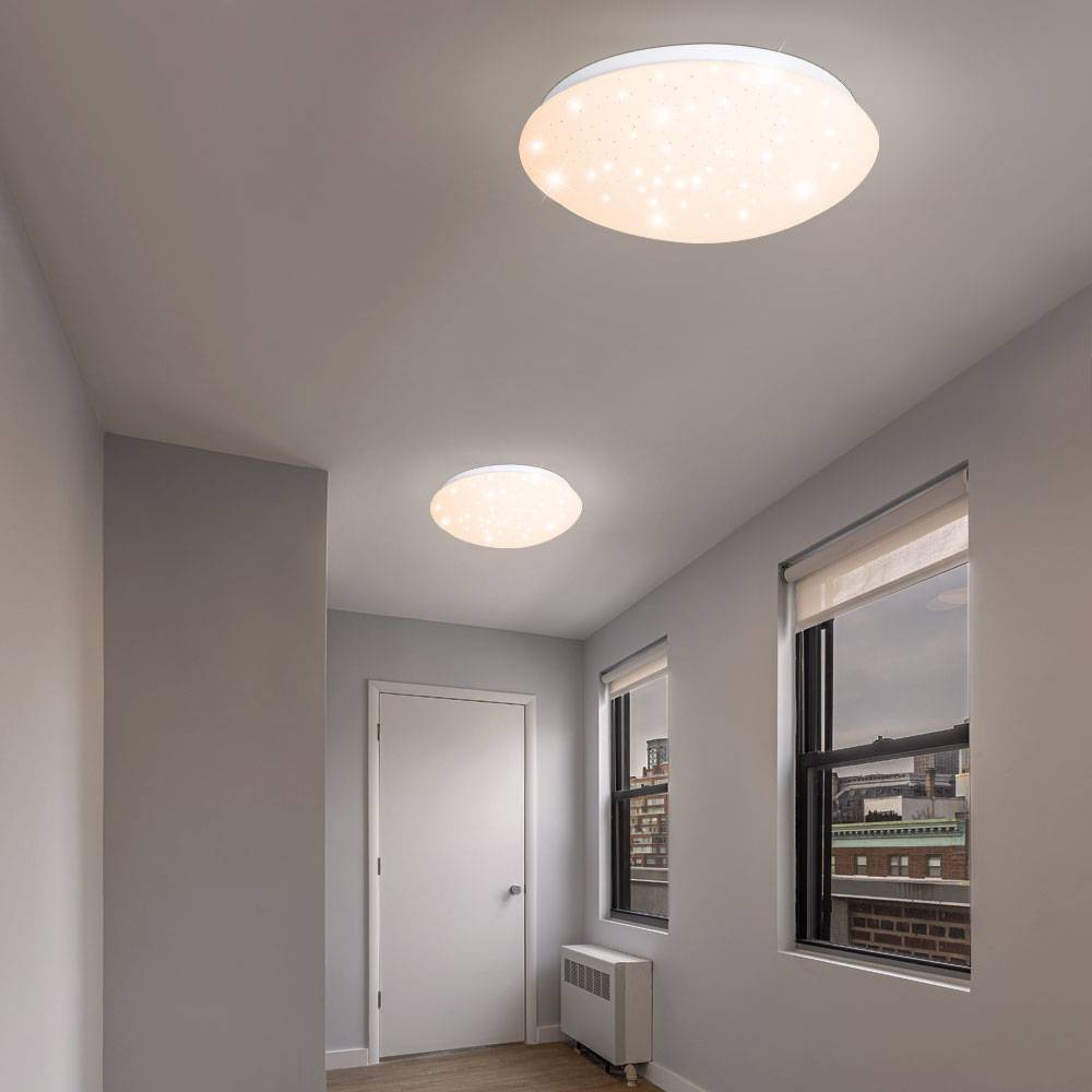 Deckenleuchte LED Schlafzimmerleuchte Sternenhimmel Deckenlampe weiß, Sterneneffekt, 18W 1260lm 3000K, DxH 29x9,5 cm