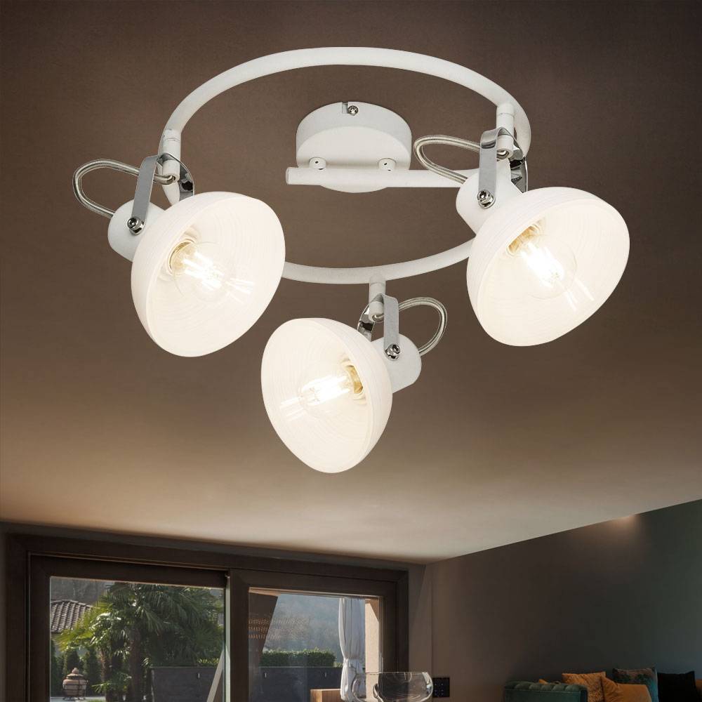Deckenleuchte Lampe Spotleuchte verstellbar LED Wohnzimmerleuchte weiß 3 flammig, 3x 5,5W 3x 470lm warmweiß, DxH 30 x 25 cm
