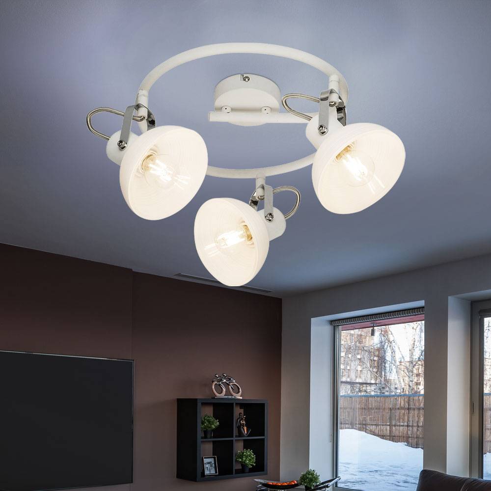 Deckenleuchte Lampe Spotleuchte verstellbar LED Wohnzimmerleuchte weiß 3 flammig, 3x 5,5W 3x 470lm warmweiß, DxH 30 x 25 cm