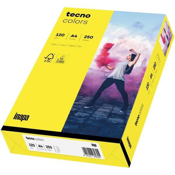 Multifunktionspapier tecno colors Intensiv A4 120g/qm VE=250 Blatt gelb