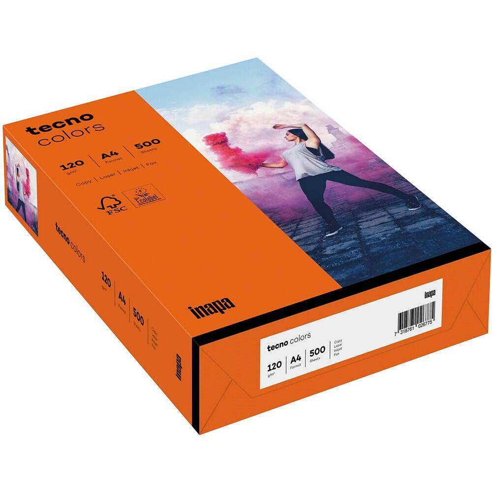 Multifunktionspapier tecno colors A4 120 g/qm VE=250 Blatt intensivorange
