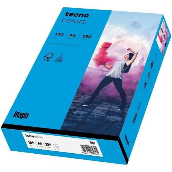 Multifunktionspapier tecno colors A4 160 g/qm VE=250 Blatt intensivblau