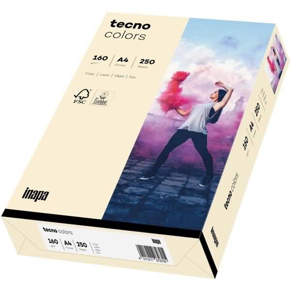 Multifunktionspapier tecno colors A4 160 g/qm VE=250 Blatt hellchamois