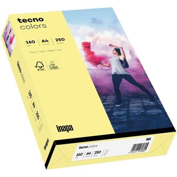 Multifunktionspapier tecno colors Pastell A4 160g/qm VE=250 Blatt hellgelb