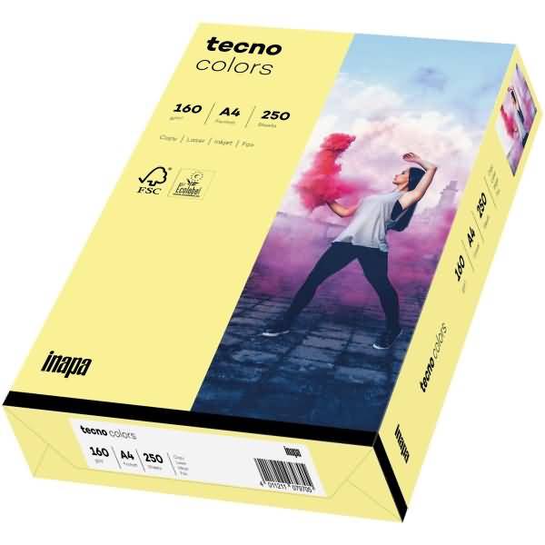 Multifunktionspapier tecno colors Pastell A4 160g/qm VE=250 Blatt hellgelb