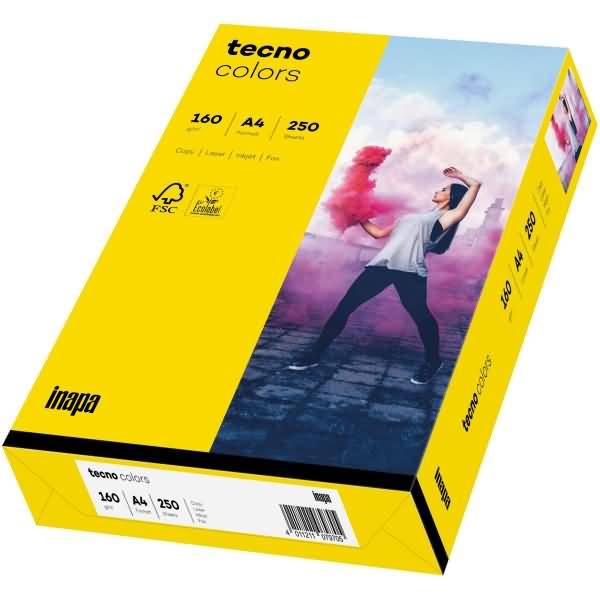 Multifunktionspapier tecno colors A4 160 g/qm VE=250 Blatt intensivgelb