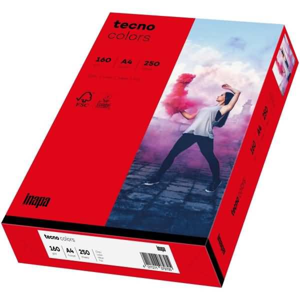 Multifunktionspapier tecno colors A4 160g/qm VE=250 Blatt intensivrot