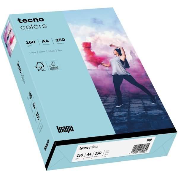 Multifunktionspapier tecno colors A4 160g/qm VE=250 Blatt mittelblau