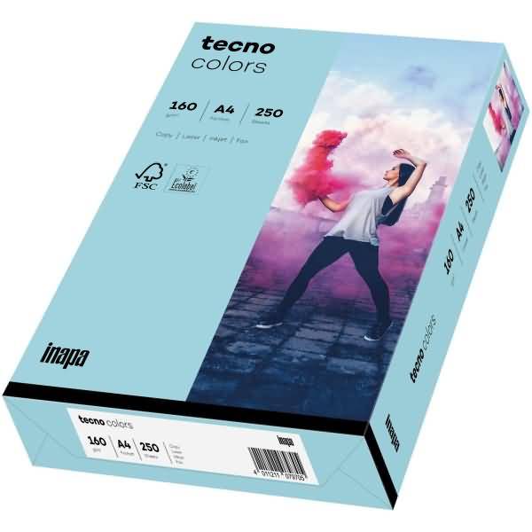 Multifunktionspapier tecno colors A4 160g/qm VE=250 Blatt mittelblau