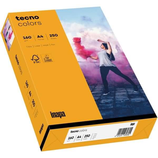 Multifunktionspapier tecno colors A4 160 g/qm VE=250 Blatt mittelorange