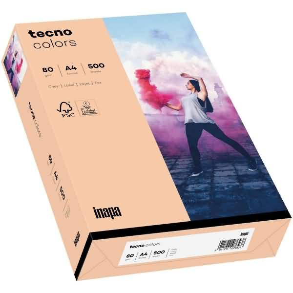 Multifunktionspapier tecno colors Pastell A4 80g/qm VE=500 Blatt lachs