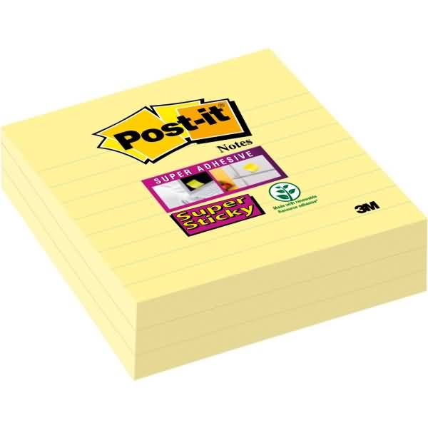 Haftnotiz Super Sticky Notes 101x101mm liniert 70 Blatt gelb VE=3 Blöcke