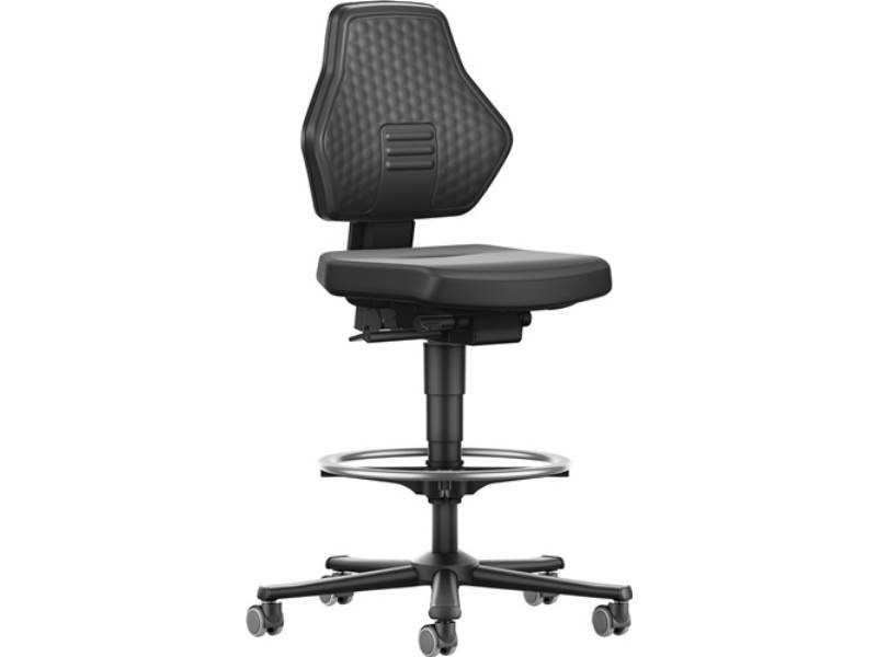 BIMOS 9071-0551-807 Arbeitsdrehstuhl Air Flow Rollen + Fußring Kunstlederpolster