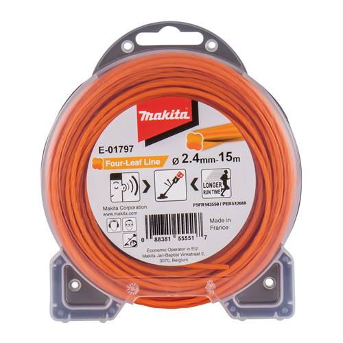 MAKITA E-01797 - Mähfaden Four-Leaf passend für Akku-Freischneider (Fadenstärke 2,4 mm | Fadenlänge 15 m)
