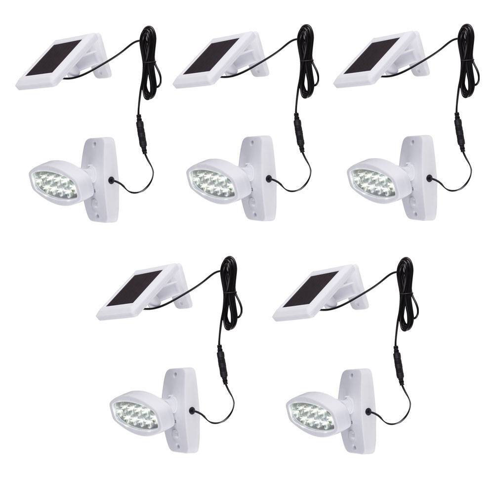 5er Set LED Solar Außen Leuchte Lampe Bewegungsmelder Wand Strahler Beleuchtung