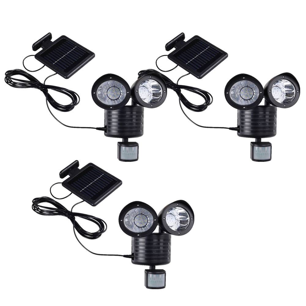 3er Set LED Solar Wand Leuchten SENSOR Außen Strahler Hof Lampen Bewegungsmelder