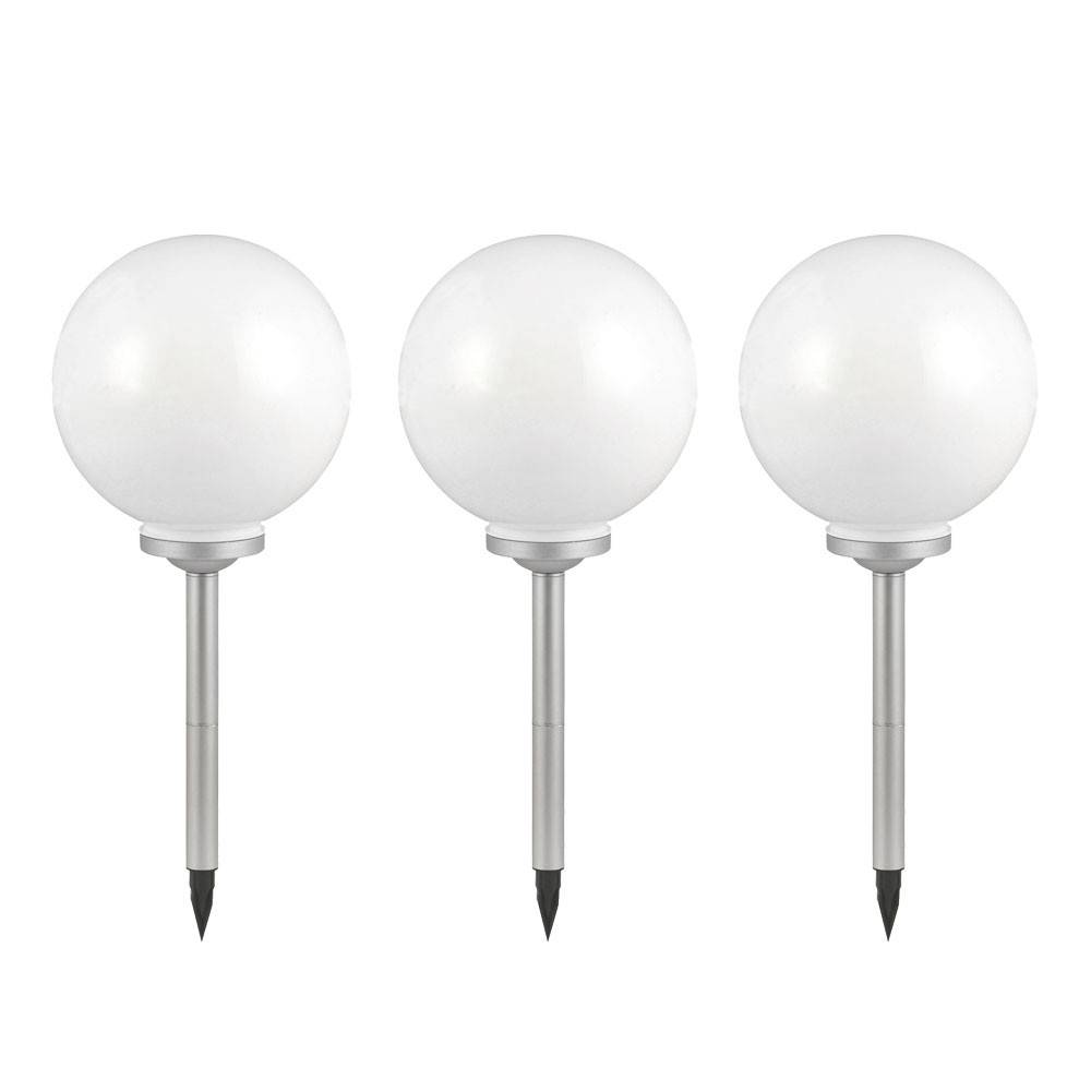 3er-Set LED Solar Außen Garten Leuchten Kugel Lampen Wiese Rasen Beleuchtung