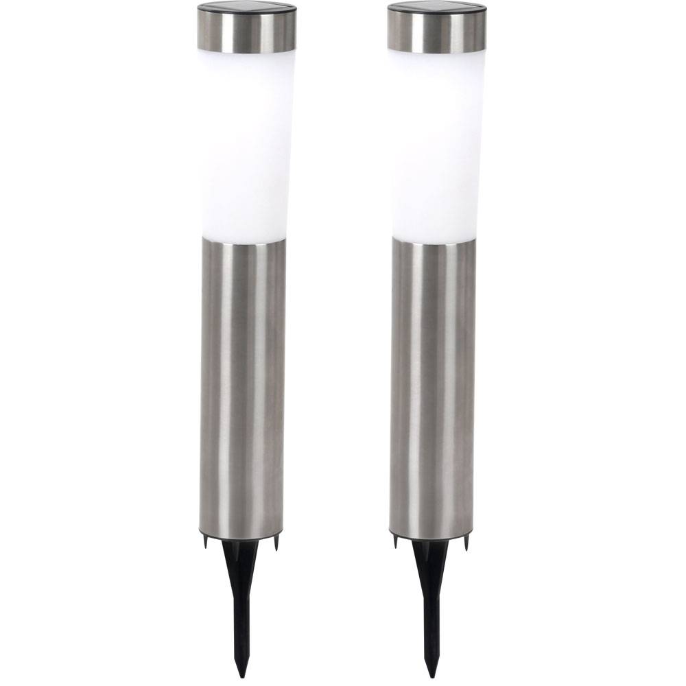 2er Set LED Solar Leuchten Steck Stand Beleuchtungen Außen Strahler Säulen Lampen