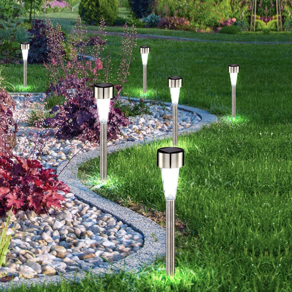 6er Set LED Solarleuchten Gartenleuchten IP44 Außenleuchten Lampen Leuchten