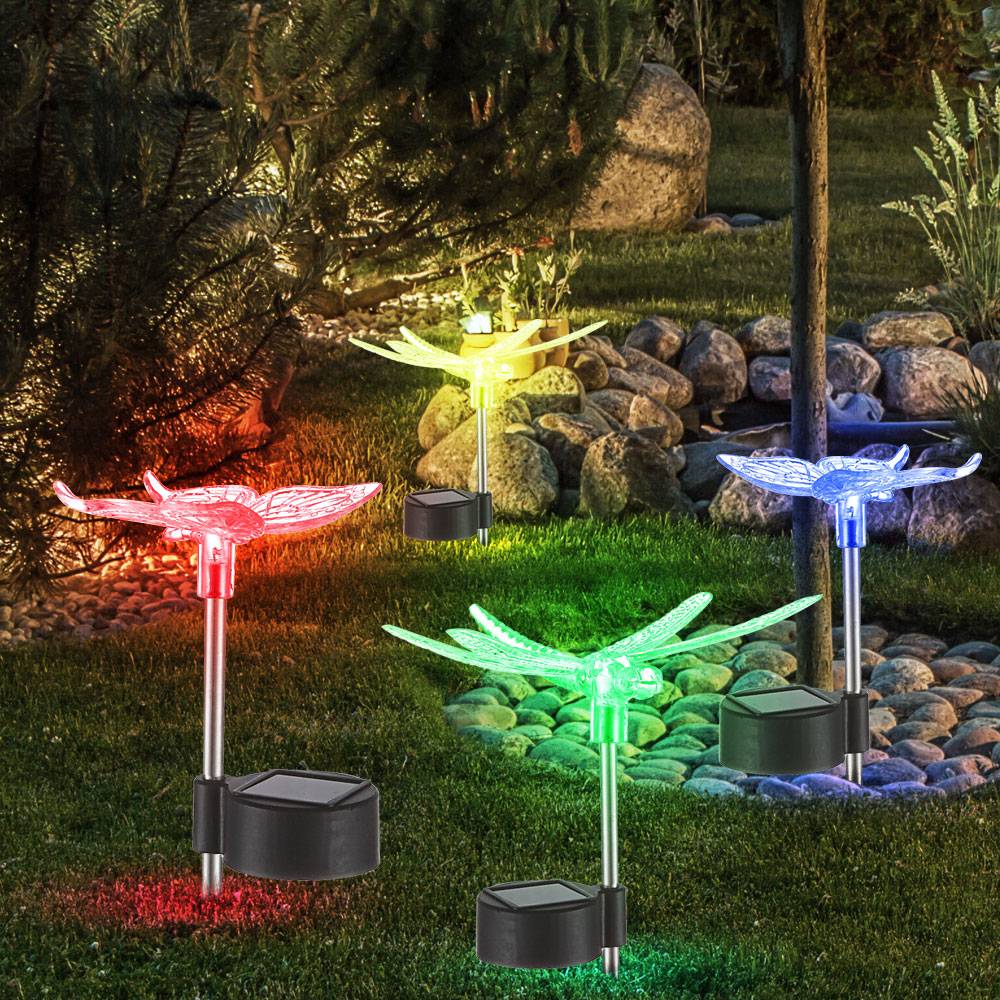 8er Set Solar Deko Erdspieß Außen Leuchte Farbwechsler LED Garten Rasen Terrasse