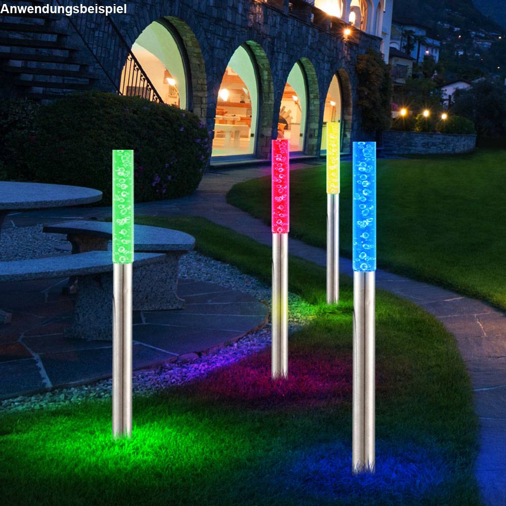 LED 6er Set Außen Solar Leuchten IP44 Farbwechsler bunt Terrasse Garten Beleuchtung Veranda Deko Lampe