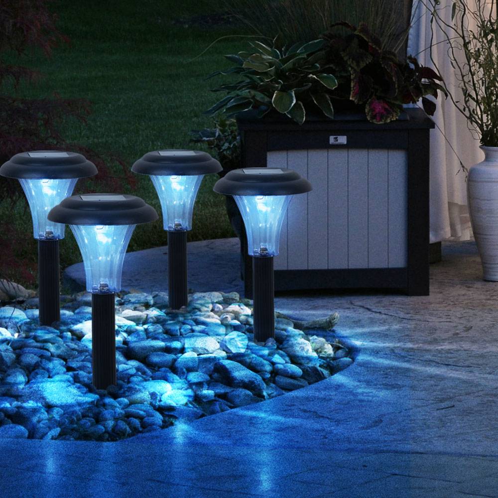 8er Set LED Solar Steck Lampen Außen Leuchten Garten Beleuchtungen Lichter IP44