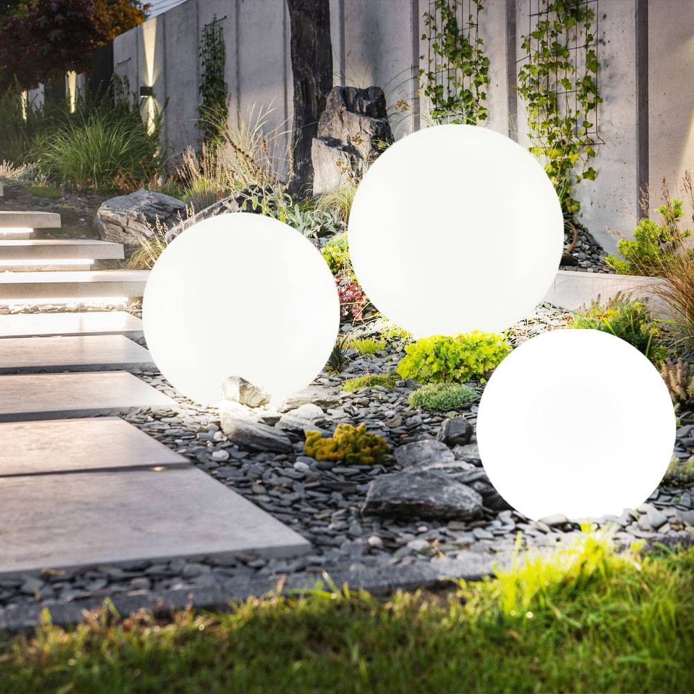 Solarlampe Solarleuchte Kugellampe Gartenleuchte Kugelleuchte Wegelampe, IP44 Akku Erdspieß, weiß silber, 4x LED warmweiß