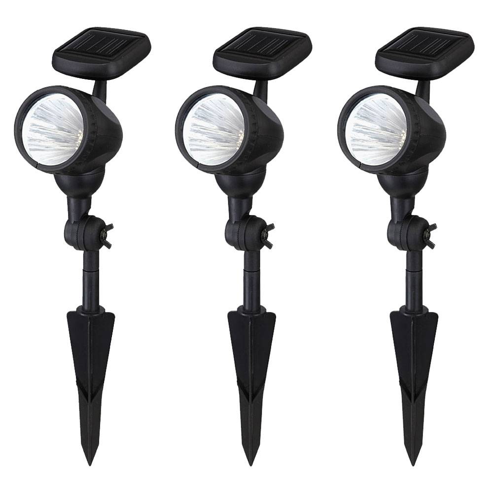 3er Set LED Außen Steck Leuchten Solar Lampen beweglich Spot Strahler Wandbefestigung schwarz