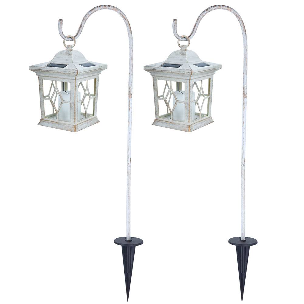 2er Set LED Außen Solar Lampe Steh Hänge Laterne Garten Leuchte Outdoor Grablicht