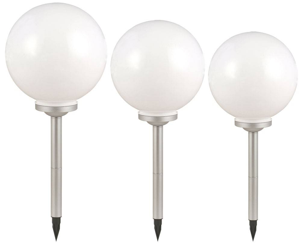3er Set LED Solar Leuchten Kugeln Außen Beleuchtungen Lampen Weiß Strahler IP44 Garten Hof Weg