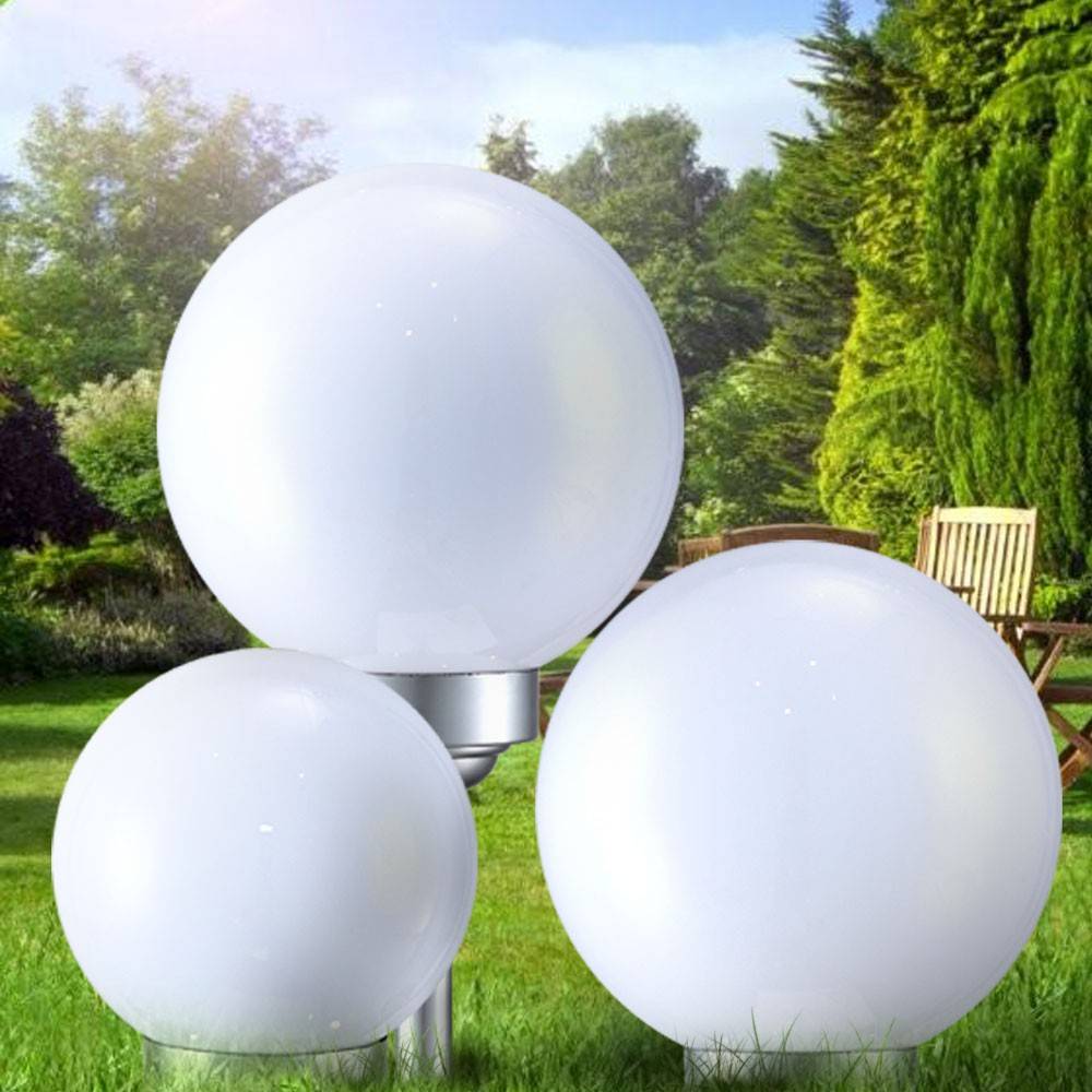 3er Set LED Solar Leuchte Kugeln Steckleuchten Gartenlampe Solarleuchte 15 und 20 cm Durchmesser