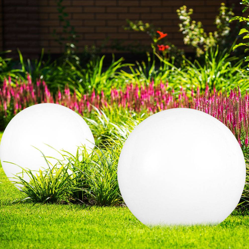 3x LED Solarkugel-Set Gartenleuchte Außenbeleuchtung Weg-Licht Deko Steckleuchte Veranda Hof Weg Weiß