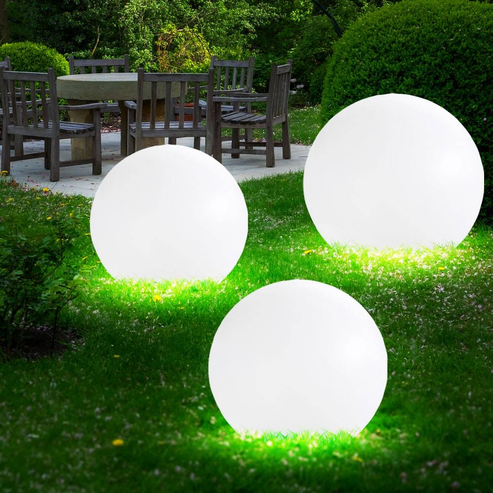 Solarlampe Solarleuchte Kugelleuchte Gartenlampe Kugellampe Wegeleuchte, Erdspieß IP44 Wetterfest Akku, weiß silber, 4x LED warmweiß