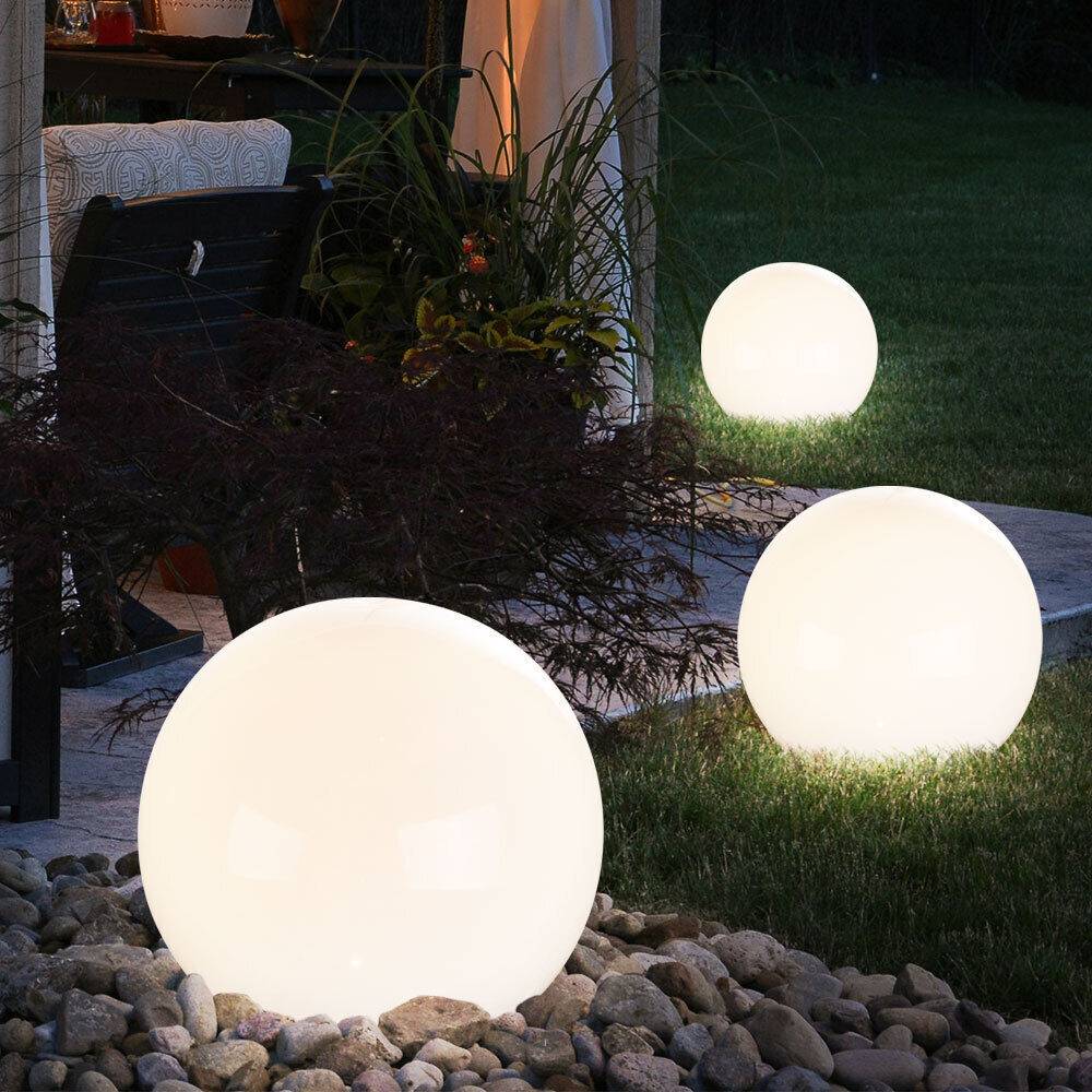 Solarlampe Solarleuchte Kugelleuchte Gartenlampe Kugellampe Wegeleuchte, Erdspieß IP44 Wetterfest Akku, weiß silber, 4x LED warmweiß