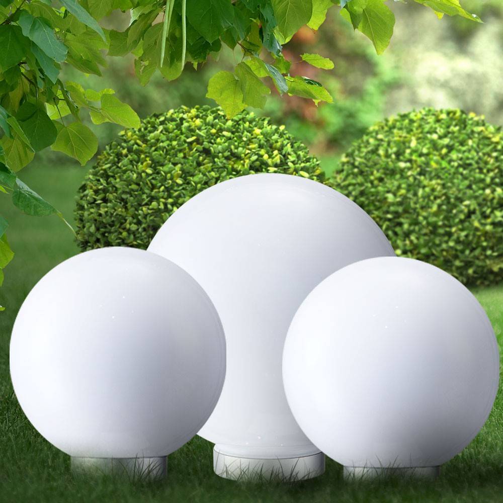 3x LED Solarkugel-Set Gartenleuchte Außenbeleuchtung Weg-Licht Deko Steckleuchte Veranda Hof Weg Weiß