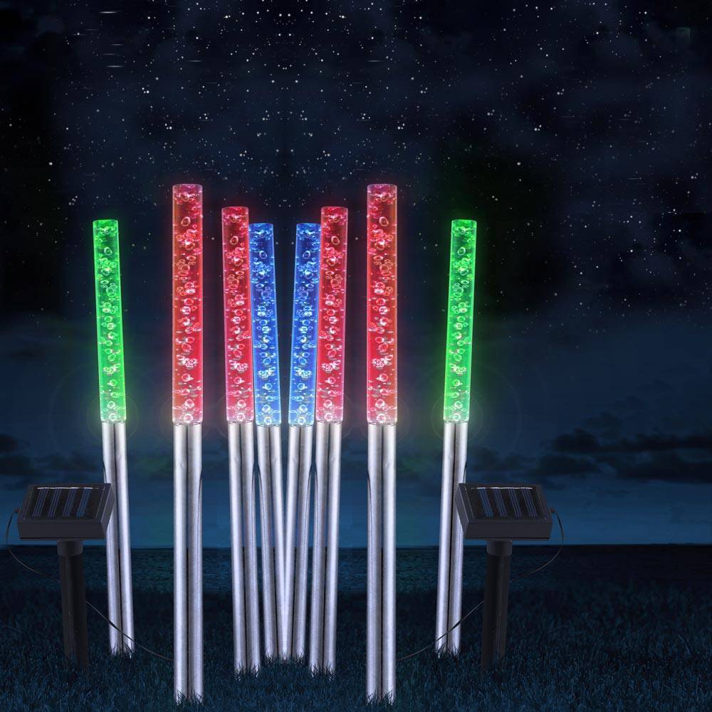 8x LED Steck Garten Leuchte Farbwechsler Edelstahl Solar Lampe Außenbereich